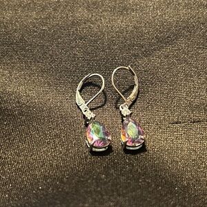 Elegant Silver and Purple Drop Earrings